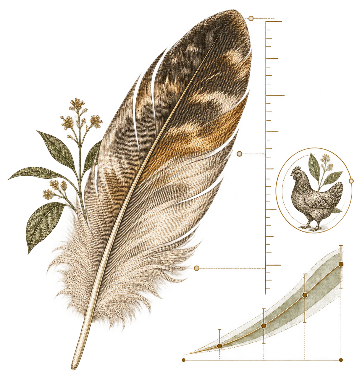 Precisely measured chicken feather
